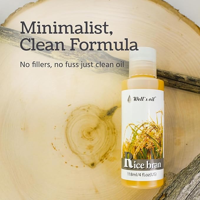 Well's Oil Rice Bran Oil 4 oz | 100% Pure Natural Carrier Oil | For All Skin & Hair | Refined, Cold Pressed | For Body, Skin & Hair | DIY Creams, Lotions, and Lip Balms