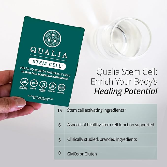 Qualia Stem Cell — Stem Cell Supplement Support with Royal Jelly, Astragalus & Sea Buckthorn | 16 Ingredients | 4 Days a Month | Helps Body Naturally heal*
