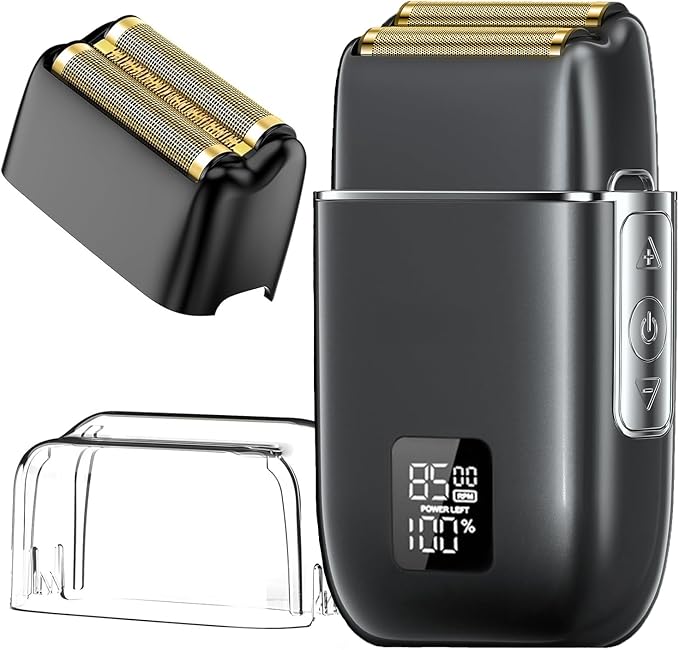 Electric Foil Shavers for Men, 3 Speed Electric Razor for Men, High Speed Dual Floating Blades, IPX7 Waterproof Wet & Dry, LED Display, USB Type C Charging, Foil Razor for Face/Beard/Head (Black)
