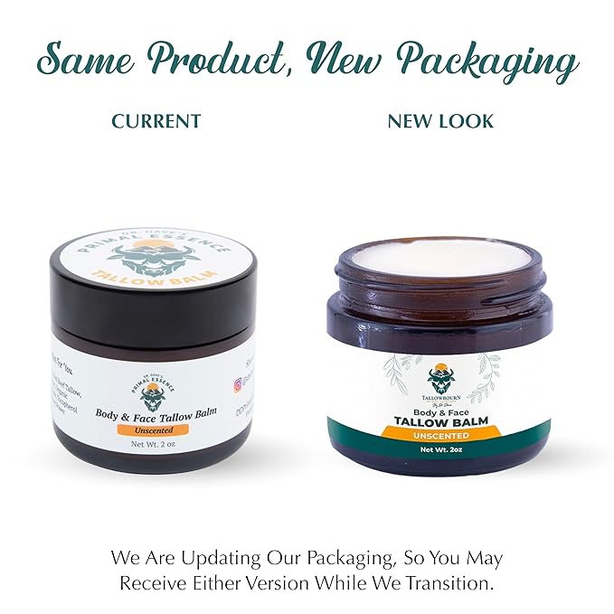 Dr. Dave's Primal Essence Grass Fed Beef Tallow Balm for Face and Body with Shea Butter, Organic Jojoba Oil, Honey, and Beeswax – Beef Tallow for Skin – Unscented Balm – 2 oz