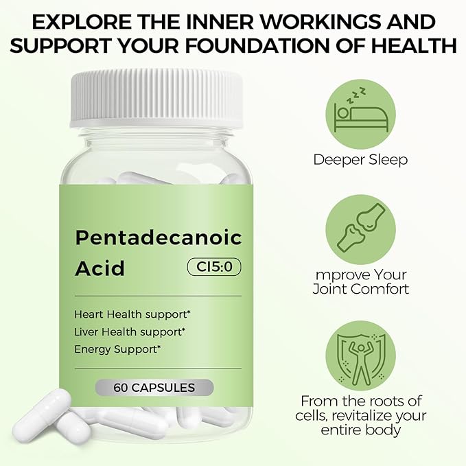 Pentadecanoic Acid, C15:0 Supplement, High Altitude Sheep Milk Sourced, 60 Capsules