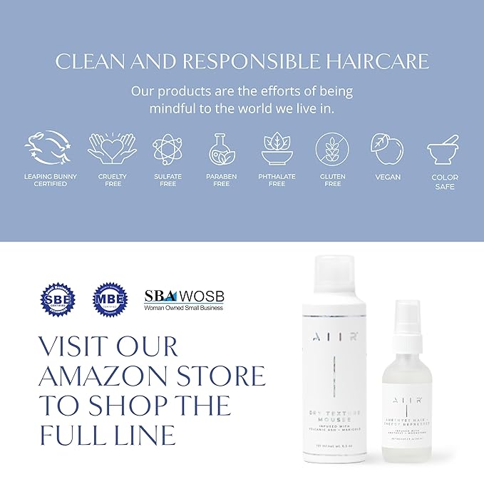 AIIR Dry Texture Mousse - Volumizing & Thickening Mousse, Blowout Mousse to Lift Roots and Add Frizz Free Fullness & Body For Long Lasting Styles and Overnight Curls, Weightless For Fine Hair, 6.5oz