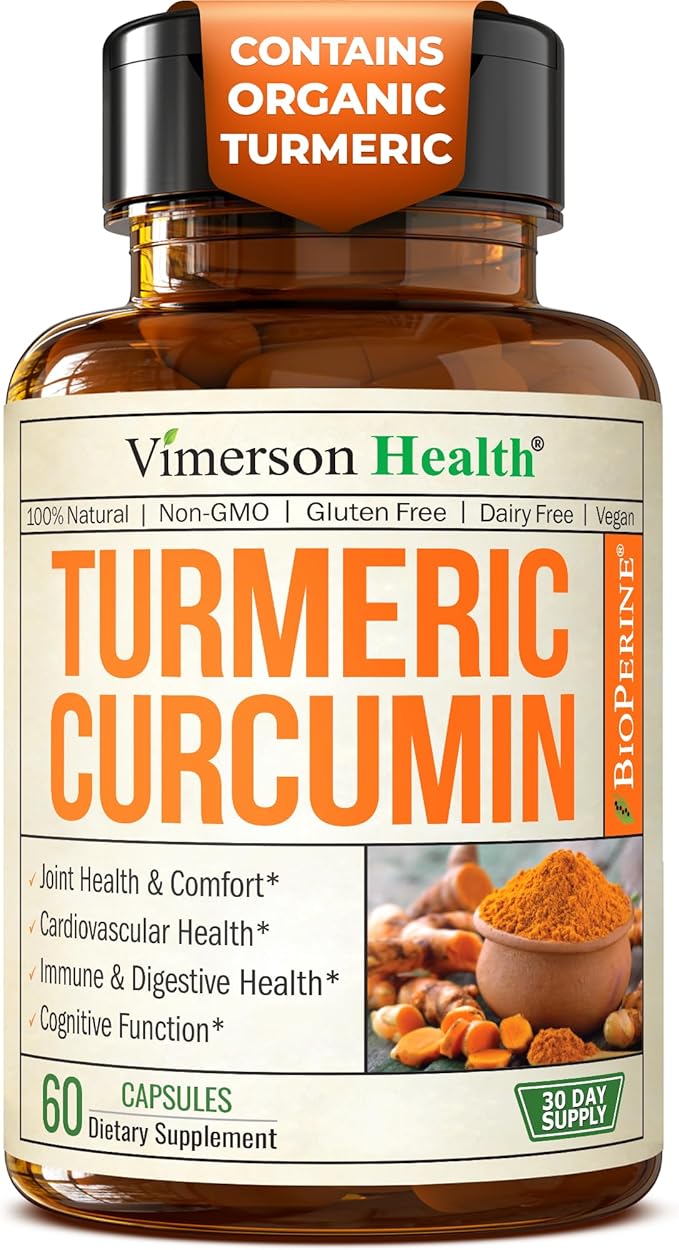 Turmeric Curcumin Supplement with Black Pepper Extract - High Potency Organic Turmeric 1200mg & 95% Curcuminoids for Joint & Digestive Health - Joint Support Supplement - 60 Vegan Curcuma Capsules
