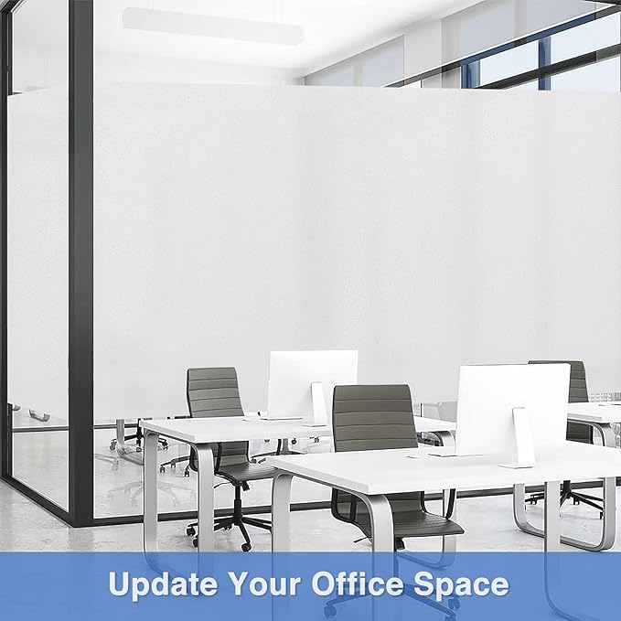 Volcanics Frosted Glass Window Privacy Film with Installation Tools, Removable Static Cling Bathroom Window Film, Heat Control UV Blocking, Peep-Proof, Ideal for Home Office 35.4 x 118 Inches