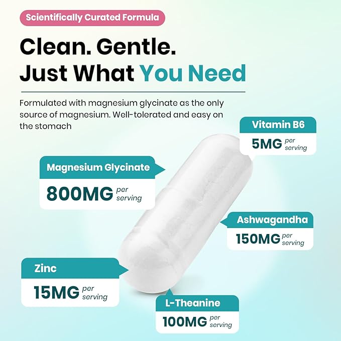 VEV DeepCalm Magnesium Glycinate and Zinc Supplement with Vitamin B6, Ashwagandha & L-Theanine – Cortisol Supplements for Daily Balance – 120 Vegan Capsules