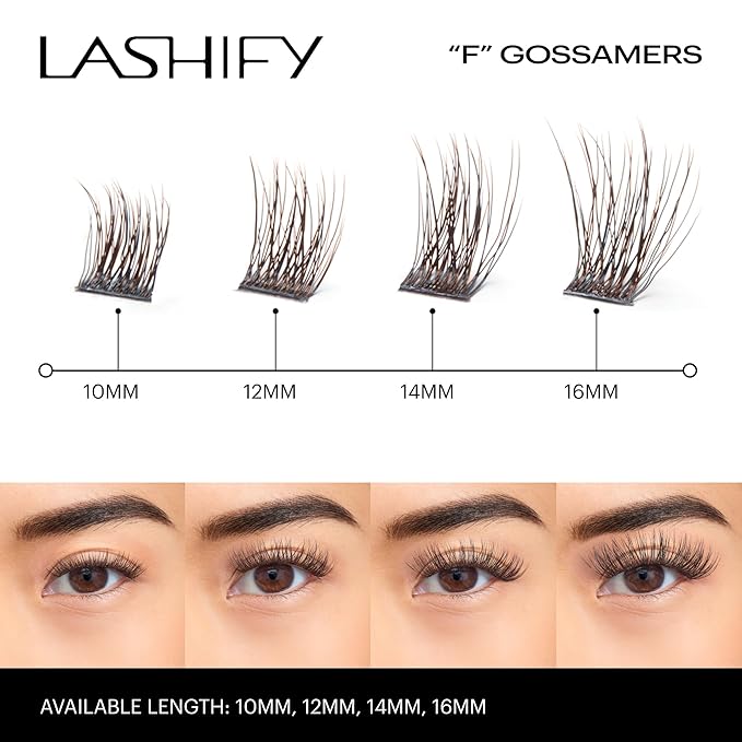 Lashify Fluffy 10mm Gossamer DIY Eyelash Extensions Refill, Truffle Color, Easy False Lashes To Add Fullness and Dimension