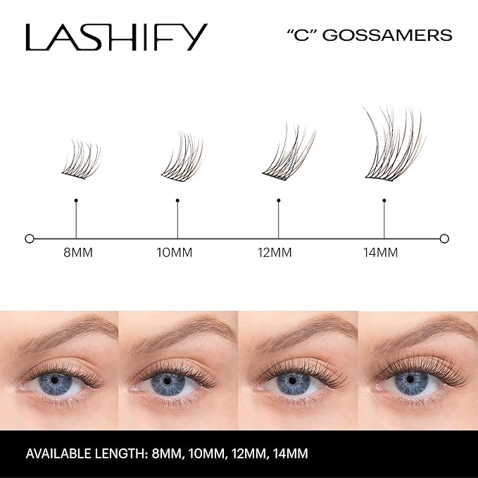 Lashify Curl 12mm Gossamer Eyelash Extensions Refill, Truffle Color, DIY False Lashes for a Natural Look