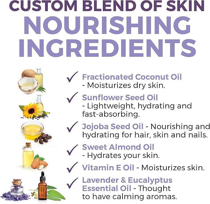 Viva Naturals Organic Massage Oil, Lavender Scented, 8 fl oz (237 mL) – Non-Greasy, Certified Organic Massage Therapy Oils