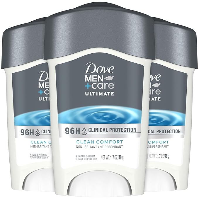 DOVE MEN + CARE Clinical Protection Antiperspirant Clean Comfort Stick for Men 96-Hour Sweat and Odor Protection Clinical Strength Antiperspirant with 1/4 Moisturizing Cream 1.7 oz
