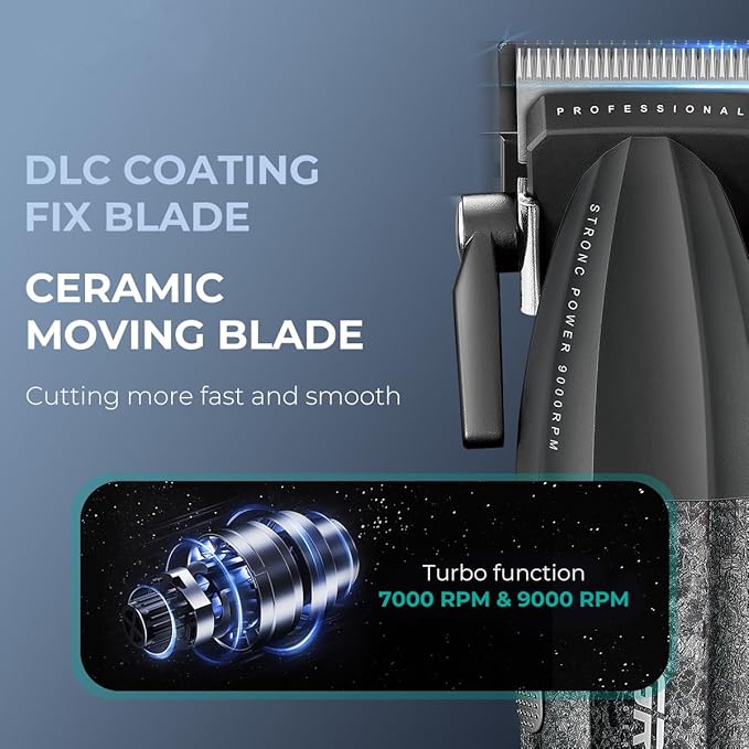 VGR 640S2 Professional Hair Clippers for Men, 9000RPM Cordless Barber Clippers and Trimmers Set, Zero Gap T-Blade Hair Cutting Kit, DLC Coated Ceramic Blade Barber Kit with LED Display(Green)