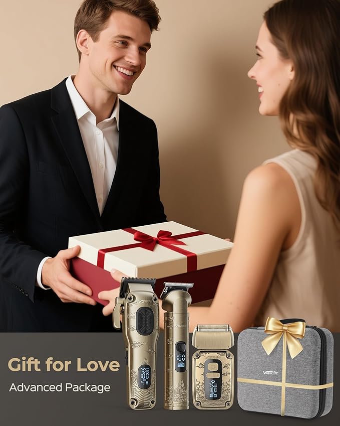 Hair Clippers & Trimmers Set for Men Professional, Waterproof Electric Razor Foil Shaver for Men Face Beard, Cordless for Hair Cutting, 4-Speed Setting, LED Battery Display, Barber or Home Use