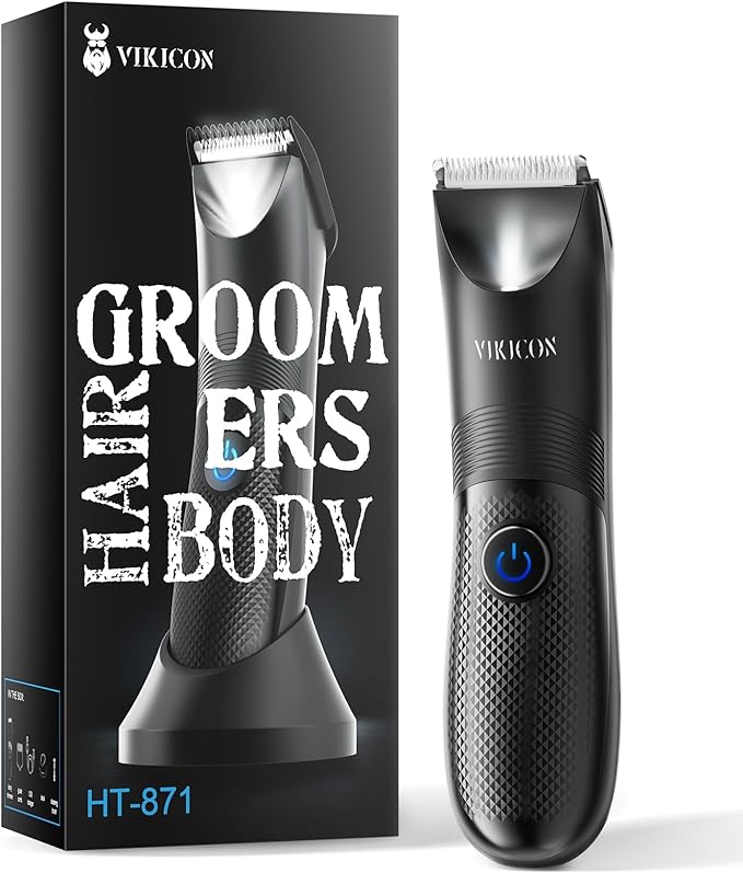 Manscape Trimmer for Men - No Nicks Electric Razor-Shaver for Balls/Pubic/Groin/Legs/Chest Hair Removal w/Light & Ceramic Blade, IPX7 Waterproof Body Groomer USB-C Charging, Gifts for Him Dad