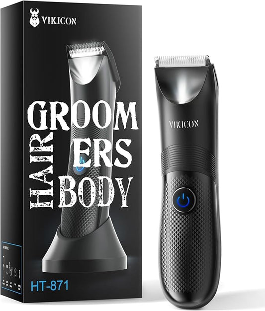 Manscape Trimmer for Men - No Nicks Electric Razor-Shaver for Balls/Pubic/Groin/Legs/Chest Hair Removal w/Light & Ceramic Blade, IPX7 Waterproof Body Groomer USB-C Charging, Gifts for Him Dad