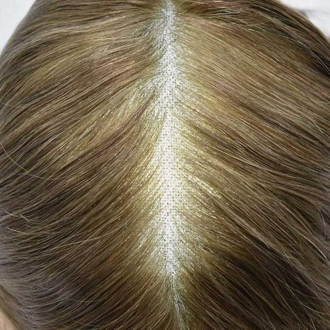 FACE MIRACLE Toupee for Men French Lace Hairpiece Human Hair Replacement System Skin PU Mens Toupee Hair Wigs for Man V-Looped Front Hair Prosthesis 6"X9" 7ASH Light Ash Brown