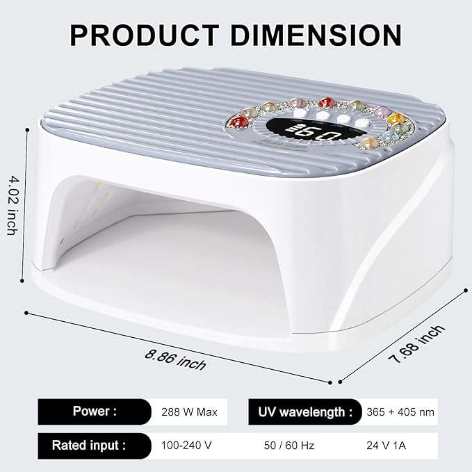 LIMEGIRL UV LED Nail Lamp Kit for Gel Polish Professional Fast Curing Grey Dryer Light Set with 45PCS Lamp Beads and Gloves Cordless Rechargeable Nail Art Cure Machine for Manicure Pedicure