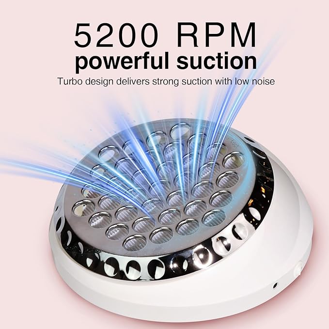 Nail Dust Collector+1 Filter 40W Turbo Vacuum No Fan Cleaner 5200RPM Suction Stronger Strong Power Professional Nail Art Salon Dust Collector Machine For Acrylic Nails