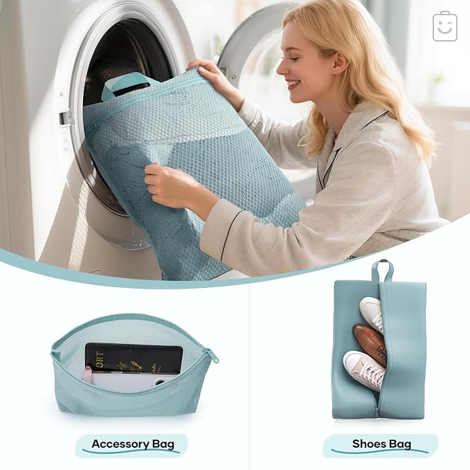 Veken 11 Set Compression Packing Cubes for Travel Essentials,Compressible Expandable Large Luggage Suitcase Organizer Bags for Clothing,Durable Space Saver Storage Bags with Toiletry Bags(Blue Gray)