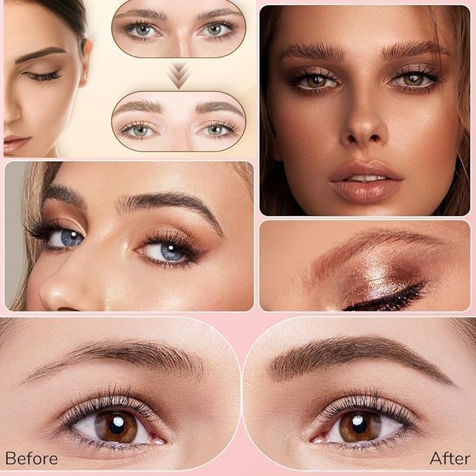 Eyebrow Pencil, Microblading Eyebrow Pencils for Women, Premium Magic 3D Waterproof Microblading Eyebrow Pen 4 Fork Tip Tattoo Pencil, Eye Brow Makeup Long-Lasting for Women (Grey)