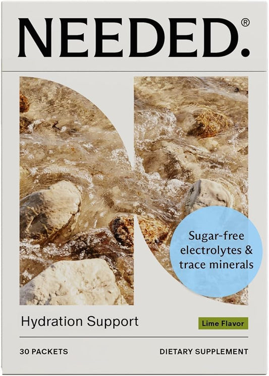 Needed. Hydration Support with Electrolytes & Trace Minerals – Electrolytes for Pregnancy & During Lactation - 30 Hydration Packets Lightly Sweetened with Hint of Lime