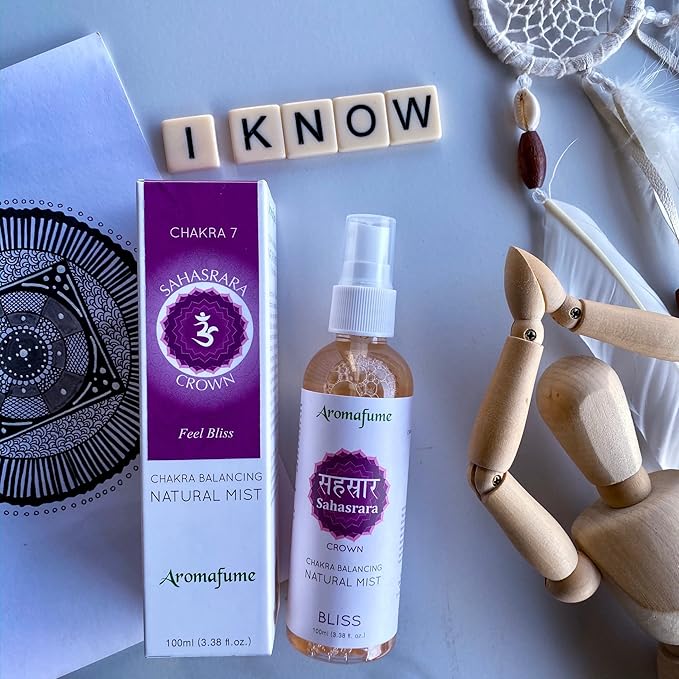Crown Chakra Natural Mist by Aromafume | 100ml/3.3 fl oz | Sahasrara | Aromatherapy Spray for Chakra Balance | Lavender & Jasmine Extracts | Essential Oil Spray for Meditation, Yoga, Reiki
