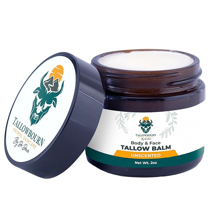 Dr. Dave's Primal Essence Grass Fed Beef Tallow Balm for Face and Body with Shea Butter, Organic Jojoba Oil, Honey, and Beeswax – Beef Tallow for Skin – Unscented Balm – 2 oz