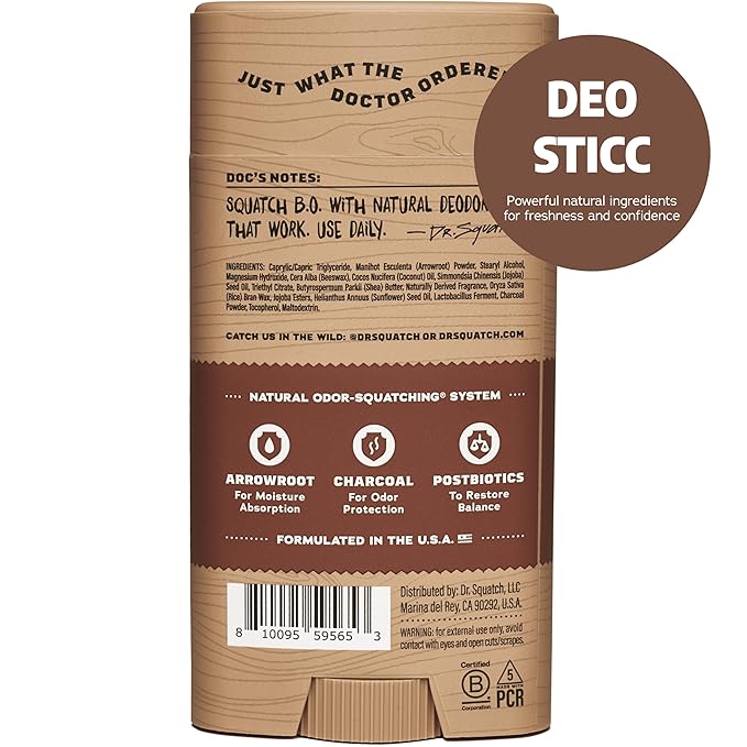 Dr. Squatch Natural Deodorant for Men - Odor-Squatching Aluminum Free - Maverick Musk (2.65 oz, 3-Pack)