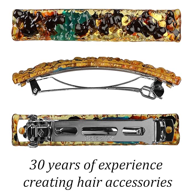 Hair Barrette for Thick Hair 3 Pack - Extra Large 4.1" Hair Clips Made in Korea - Brown, Black, Tortoiseshell Designs - Stylish, Easy Hair Styling for Women