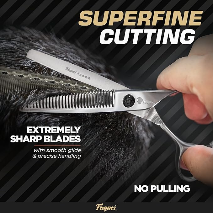 Fagaci Hair Thinning Scissors 6" with 440C Steel, Extreme Sharpness & Precise Cuts Texturizing Shears, Barber Thinning Shears, Hair Cutting for Women & Men, Slim Blades Texturizing Scissors