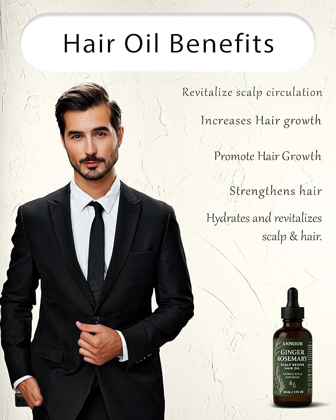 Ginger Rosemary Hair Oil 2 Fl Oz | Nourish, Strengthen, Shine, and Revitalize for Healthy Hair Growth and Scalp Renewal