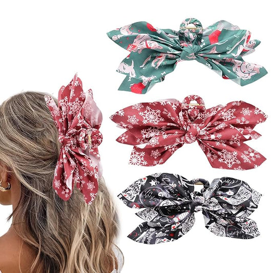 Bow Hair Clips Black Green Red 3PCS Big Bows for Women Butterfly for Styling Large Clips for Thick Hair for Girls Accessories for Women