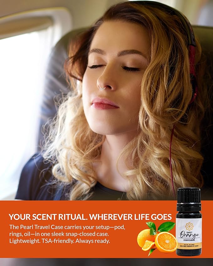 Essence Pearl Travel Case - Wearable Aromatherapy Kit with Nasal Diffuser Rings, Soaking Bay, and 5mL Essential Oil – Portable Wellness Gift Set for On?The?Go Self Care