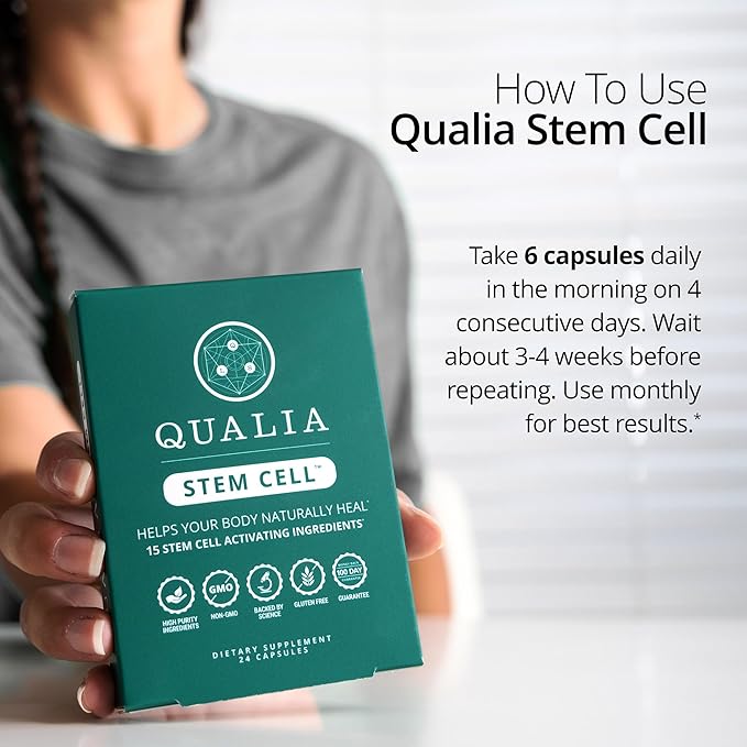 Qualia Stem Cell — Stem Cell Supplement Support with Royal Jelly, Astragalus & Sea Buckthorn | 16 Ingredients | 4 Days a Month | Helps Body Naturally heal*