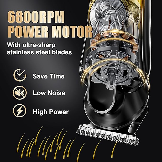 6-in-1 Hair Clipper Beard Trimmer for Men, IPX6 Waterproof Electric Shaver Razor&Cordless Hair Clipper Grooming Kit Hair Trimmer for Nose, Body, Face and Mustache, Gifts for Men