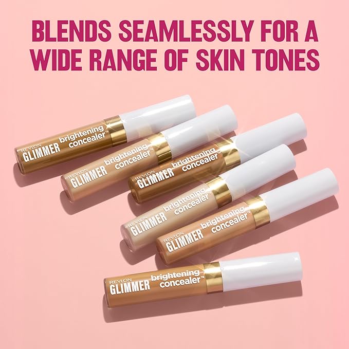 Revlon Glimmer Brightening Concealer, Liquid Under Eye Makeup, Made with Caffeine, Vitamin C, & Stevioside, 145, 0.3 fl oz