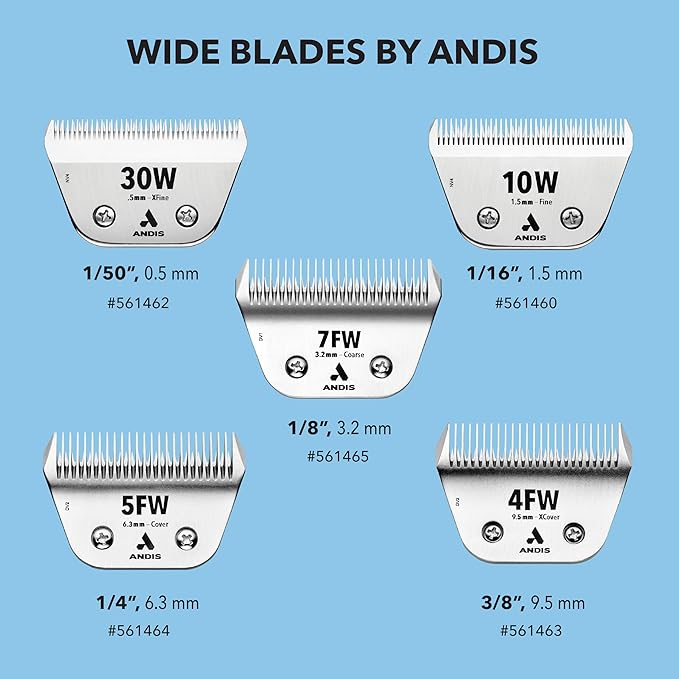 Andis 561460 ceramicEDGE #10W Fine Wide Blade, Small Animal and Pet Grooming, Detachable Replacement Blade, Long Lasting, Stainless Steel