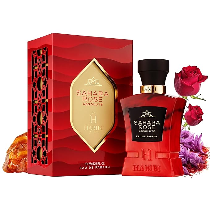 H HABIBI Sahara Rose Perfume for Men – 2.5 oz (75ML) Long Lasting Arabian Cologne, Floral Amber Woody Men Perfume, Luxury Fragrance Gift for Special Occasions