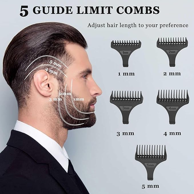 KEMEI 3023-702 Hair & Beard Trimmer for Men, 9000 RPM Zero Gapped Trimmers for Barbers with Full Metal Body, Professional Hair Clippers with LED Display, Ceramic and DLC Blades