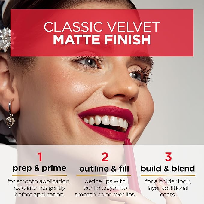 Mirabella - Velvet Matte Lip Crayon, Retractable Highly-Pigmented 2-in-1 Makeup, Long-Lasting Hydrating Lipstick Crayon + Lip Liner, Moisturizing Cream-to-Matte Lipcare Formula, Forever