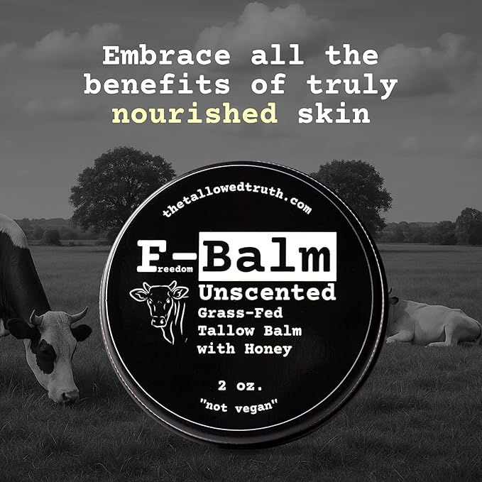 The Tallowed Truth F-Balm Tallow – Grass-fed, Grass-finished Tallow – 5 Ingredients Only – Canadian-made All Purpose Tallow Balm – Made in Canada – Tallow for Face & Body (2 oz (1-Pack), Unscented)