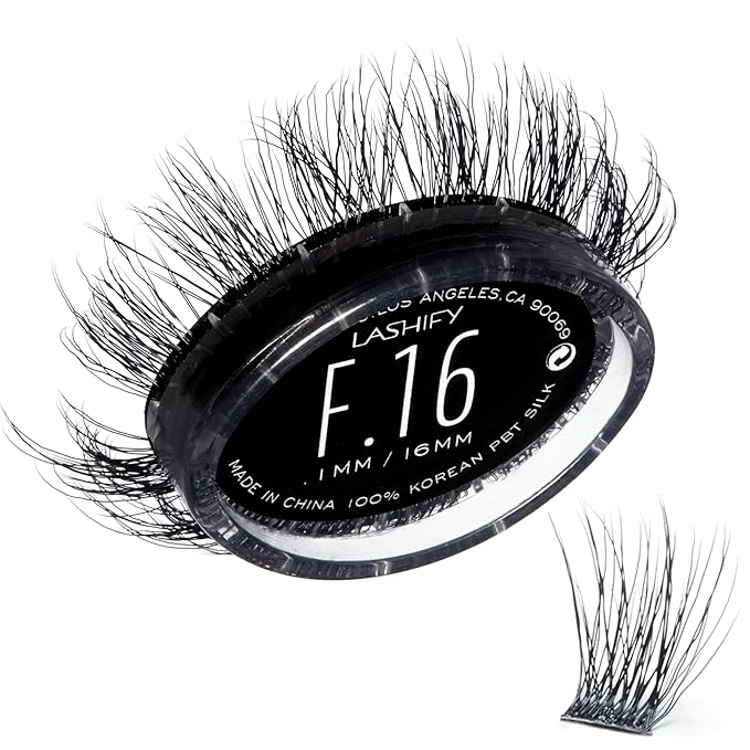 Lashify Fluffy 16mm Gossamer DIY Eyelash Extensions Refill, the First Ever Dual-Fibered Lash that Features Both Thin and Thick Fibers, Black, Easy False Lashes