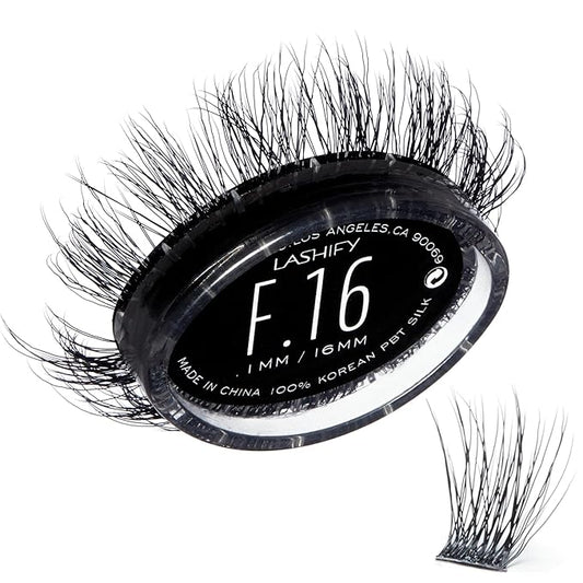 Lashify Fluffy 16mm Gossamer DIY Eyelash Extensions Refill, the First Ever Dual-Fibered Lash that Features Both Thin and Thick Fibers, Black, Easy False Lashes