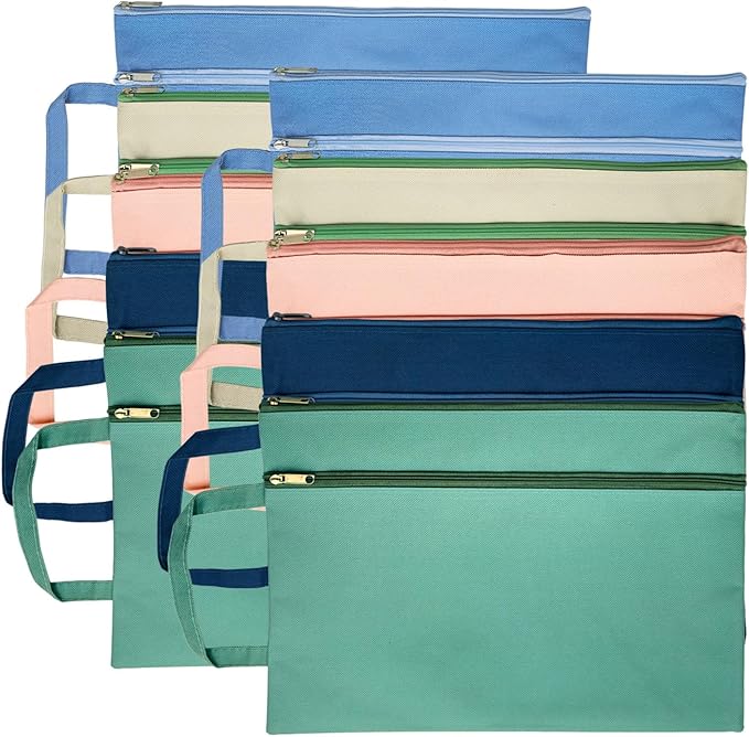 A4 Mesh Zipper Pouch, Waterproof File Bag with Handle,Foldable Document Organizer for School, Office, Travel - Durable Folder with Puzzle Project/Cross Stitch (10)