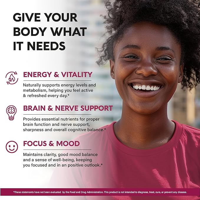 Vitamin B Complex for Men & Women - Riboflavin B2, B12, B1, B3, B5, B6, B7, B8, B9 | Vitamin C, Choline, Inositol - B-Complex Supplement - Energy, Brain & Heart Support - Made in USA, 60 Vegan Caps