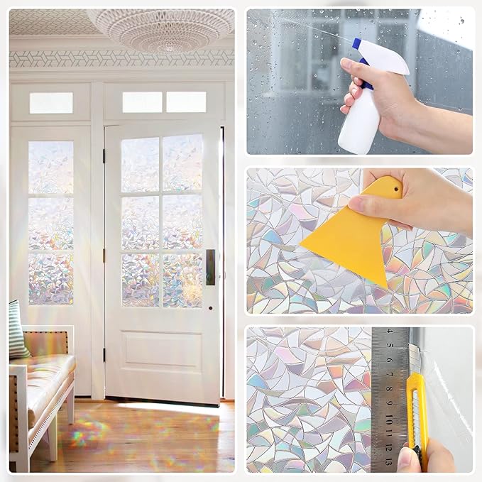rabbitgoo Window Tint Kit, Window Privacy Film Installation Tint Tools, 3 Pieces Easy to Apply Frosted Glass Stained Glass Privacy Film Application Kit Include Squeegee, Utility Knife, Spray Bottle