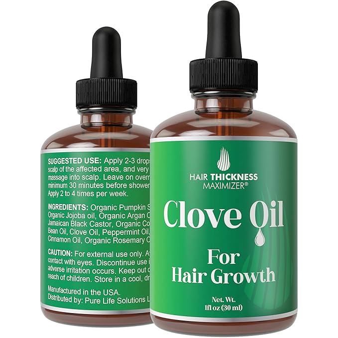 Clove, Rosemary, Peppermint & Jamaican Black Castor Oil Serum (1oz) - Vegan Hair Growth Treatment for Thickening, Moisturizing & Strengthening Weak Hair