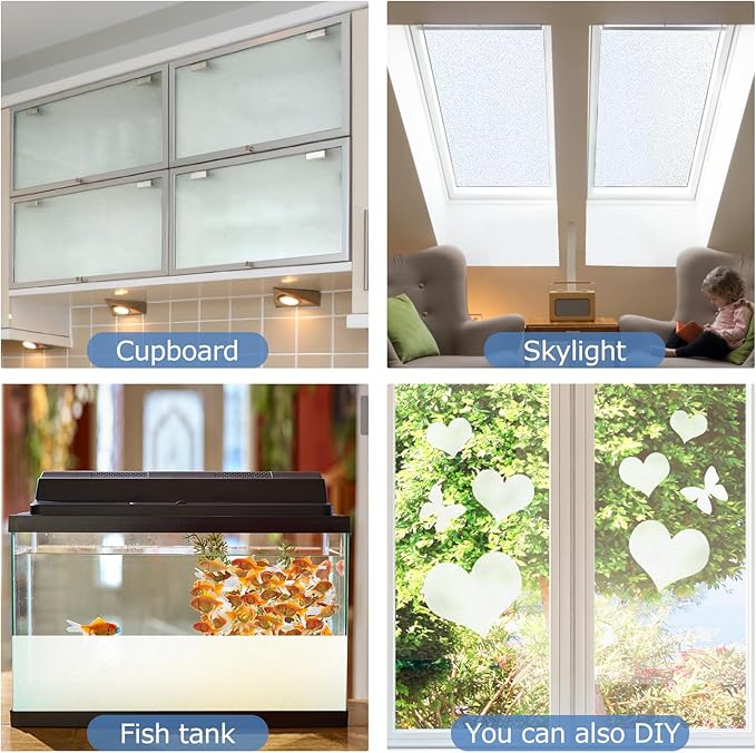 HIDBEA Frosted Window Privacy Film - Non Adhesive Static Cling Glass Stickers Sun UV Blocking Heat Control Door Covering Decals for Home Office, 23.6 x 78.7 Inch