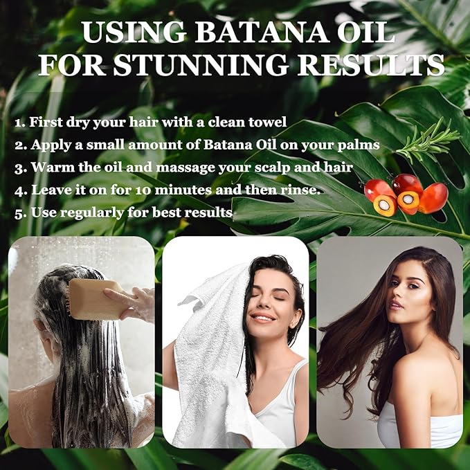 Batana Oil With Rosemary for Hair Growth, 100% Organic From Honduras, Nourishes All Hair Types, 30ml / 1 Fl Oz (2pcs)