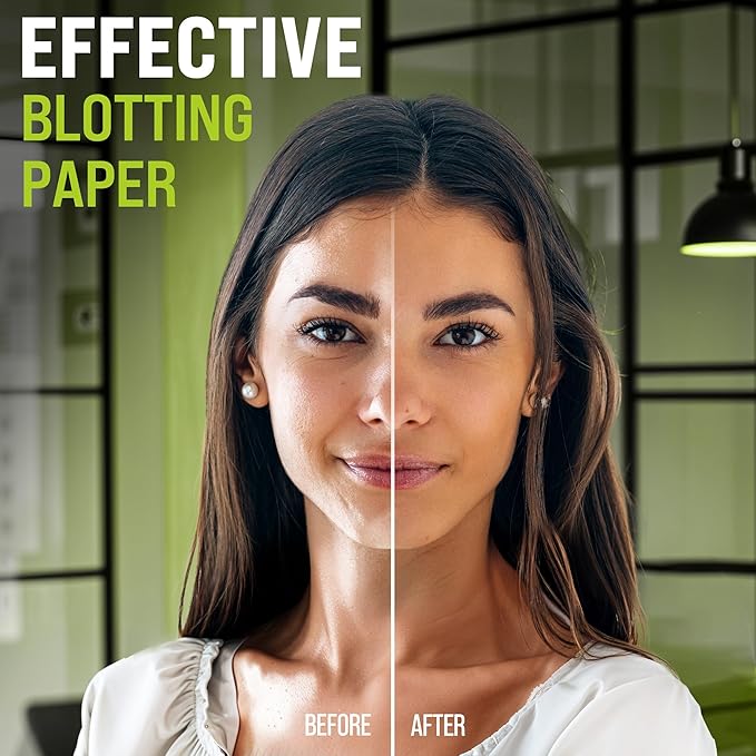 Natural Oil Blotting Sheets for Face with Bamboo Charcoal - 2pk/200 Makeup Friendly Oil Absorbing Sheets for Face - Blotting Papers for Oily Skin - Perfect for Keeping in Purse - Oil Control Film