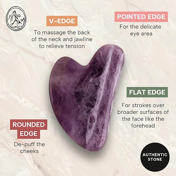 Mount Lai Amethyst Gua Sha Facial Tool – The Stone of Inner Clarity – 100% Genuine Amethyst Stone Face Sculpting Tool for Lymphatic Drainage, Puffiness Reduction & Confident Radiance