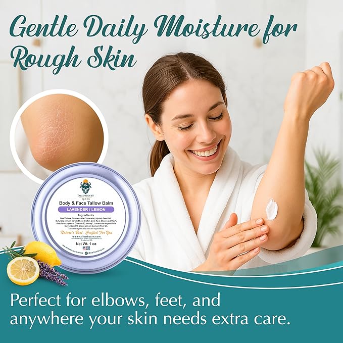 Dr. Dave's Primal Essence Grass Fed Beef Tallow Balm for Face and Body with Shea Butter, Organic Jojoba Oil, Honey, and Beeswax – Beef Tallow for Skin – Lavender and Lemon – 1 oz